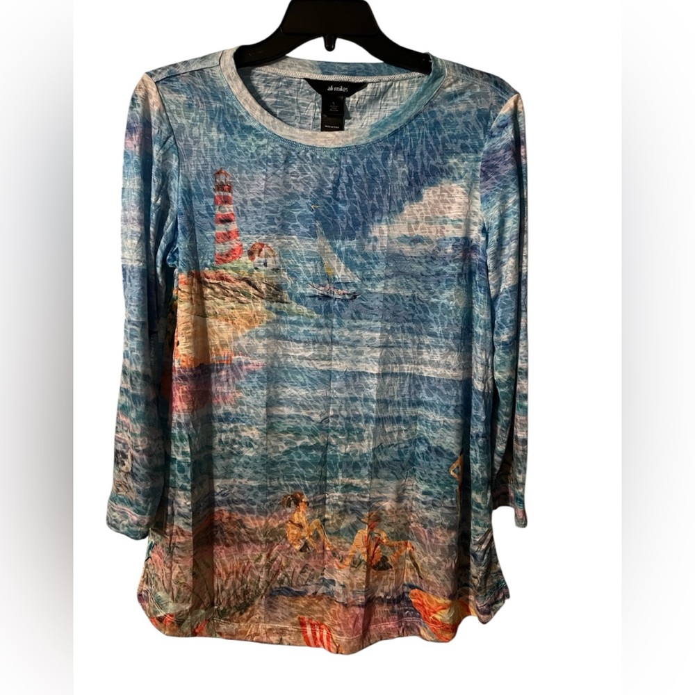 Ali Miles Coastal Scene Blue Top
